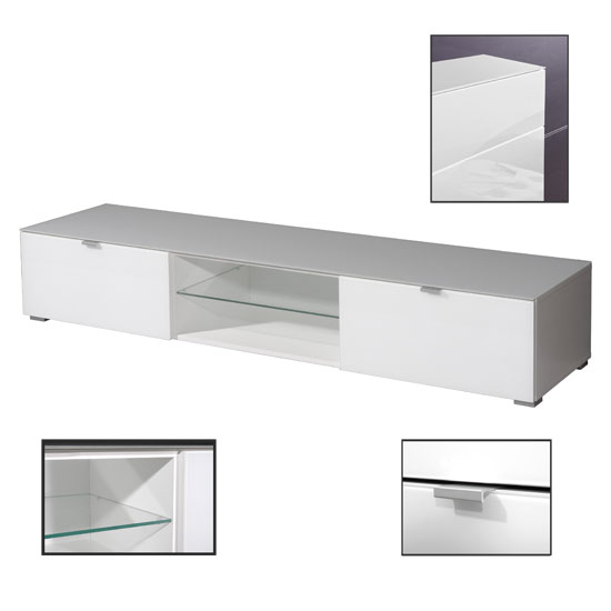 Primera White Glass TV Stand, 1388-84