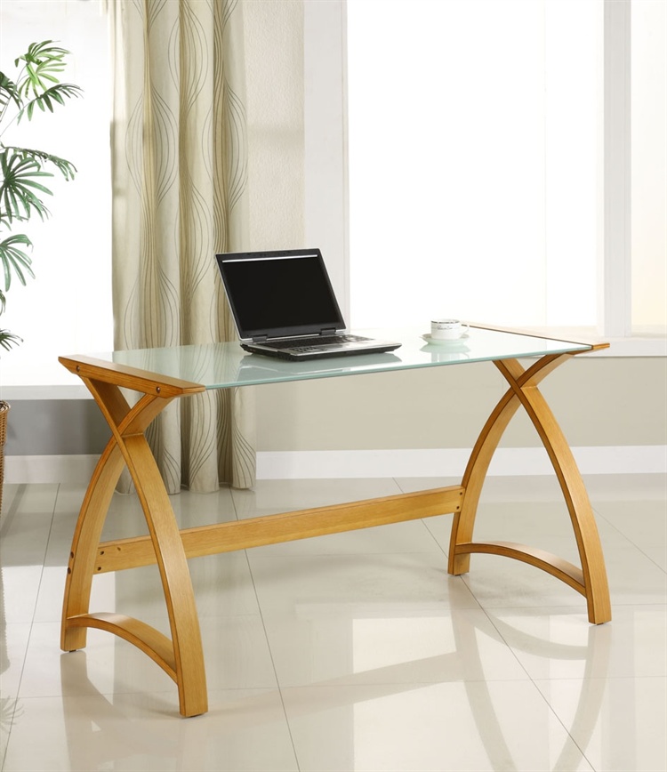 Modular Real Oak Wood Veneer Curve Laptop Desk, PC201Table