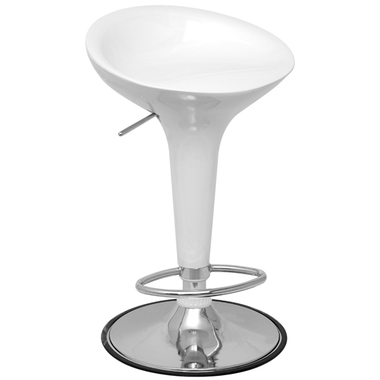 Romano White Bar Stool With Footrest