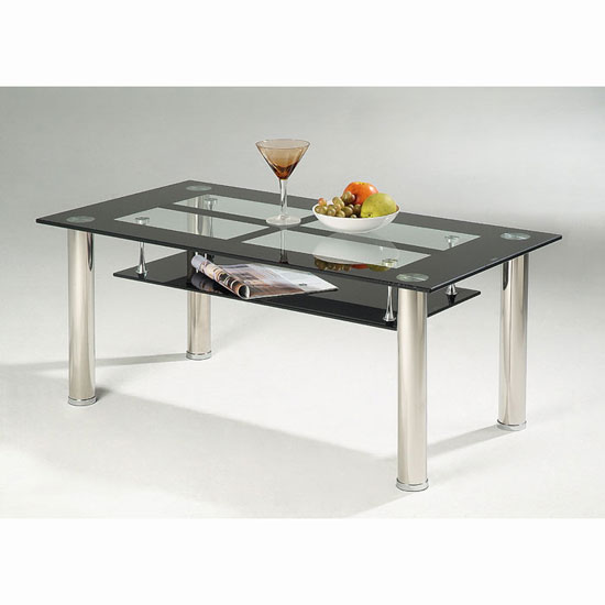Vegas Black and Clear Glass Coffee Table