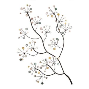 Metal Branch Jeweled Flowers Wall Art