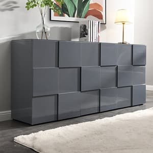 Aspen High Gloss Sideboard With 3 Doors In Grey