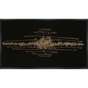Amaze Glass Wall Art In Black With Champagne Glitter Crystals