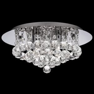 Hanna Chrome Flush Crystal Ball 4 Light Ceiling Light - UK