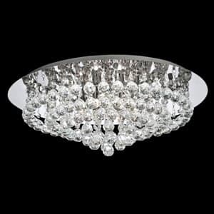 Hanna Chrome Flush Crystal Ball 8 Light Ceiling Light - UK