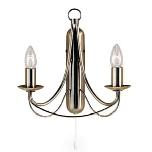 Maypole 2 Light Antique Brass Switched Wall Lamp - UK