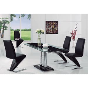 Rihanna Extending Glass Dining Table With 4 Demi Z Black Chairs