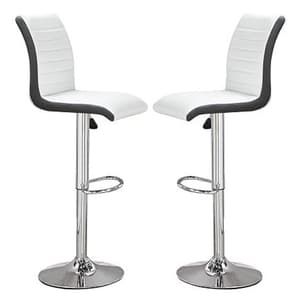 Ritz White And Black Faux Leather Bar Stools In Pair