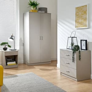 Probus Wooden 3Pc Bedroom Furniture Set In Grey