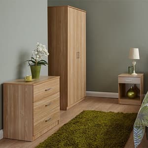 Probus Wooden 3Pc Bedroom Furniture Set In Oak