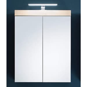 Amanda LED Mirrored Bathroom Cabinet In Silver Frame