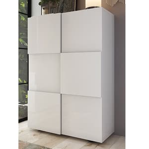 Aleta High Gloss Shoe Storage Cabinet With 2 Doors In White