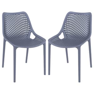Aultas Outdoor Dark Grey Stacking Dining Chairs In Pair