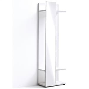 Corona Coat Stand In White Gloss With Mirror