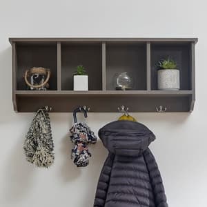 Keswick Wall Rack In Grey With Four Storage Compartments