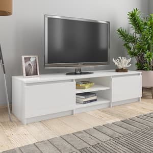 Saraid High Gloss TV Stand With 2 Doors In White