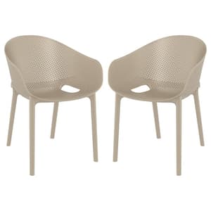 Shipley Outdoor Taupe Stacking Armchairs In Pair