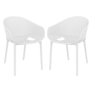 Shipley Outdoor White Stacking Armchairs In Pair