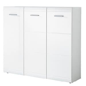 Adrian Large Shoe Cabinet In White Gloss Fronts With 3 Doors