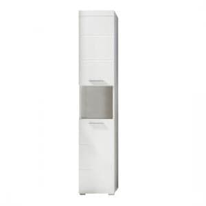 Amanda Tall Bathroom Cabinet In White With High gloss Fronts - UK