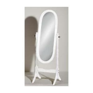Oval Wooden Cheval Floor Standing Mirror In White - UK