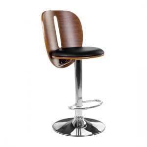 Crofton Bar Chair In Black Faux Leather Seat With Chrome Base - UK