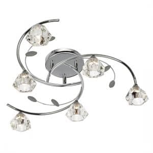 Sierra 6 Chrome Ceiling Light With Sculptured Clear Glass - UK
