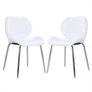 Darcy White Faux Leather Dining Chairs In A Pair - UK
