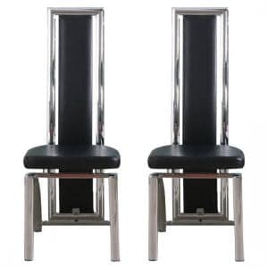 Chicago Black Faux Leather Dining Chairs In Pair - UK