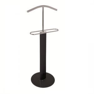 Maike Valet Stand In Chrome And Black Gloss With Black Glass - UK