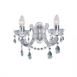 Marie Therese 2 Lamp Chrome Crystal Wall Light - UK