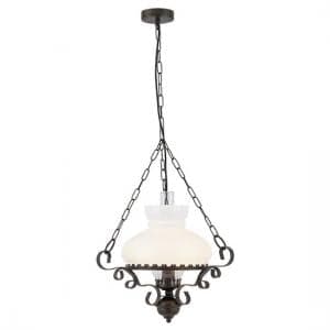 Oil Lantern Antique Rust Ceiling Light With Wrought Iron - UK