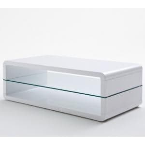 Agatha High Gloss White Coffee Table With Glass Shelf - UK