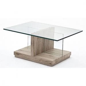 Lina Glass Coffee Table With Oak Base - UK