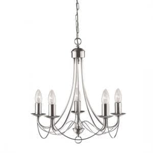 Maypole 5 Lamp Classically Styled Satin Silver Ceiling Light - UK