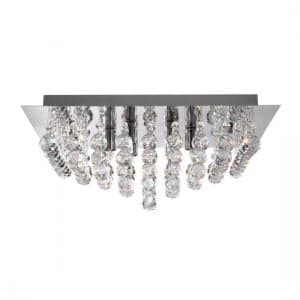 Hanna 6 Lamp Chrome Square Ceiling Light With Crystal Balls - UK