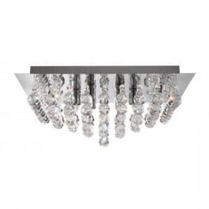 Hanna 8 Lamp Chrome Square Ceiling Light With Crystal Balls - UK