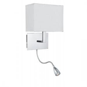 Dual Arm Chrome Wall Lamp With Oblong Fabric Shade - UK