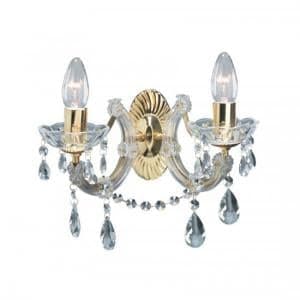 Marie Therese 2 Lamp Crystal Wall Light With Droplets - UK