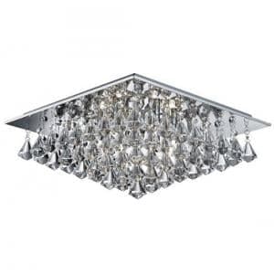 Hanna Chrome Six Light Ceiling Fitting With Clear Crystal Drops - UK