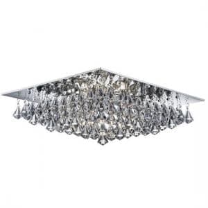 Hanna Chrome 8 Light Ceiling Fitting With Clear Crystal Drops - UK