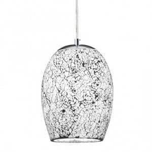 Crackle White Mosaic Glass Celing Lamp With Chrome Trim - UK