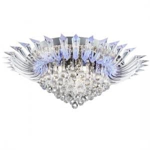 Crystoria Chrome Ceiling Light With Crystal Glass Drops - UK