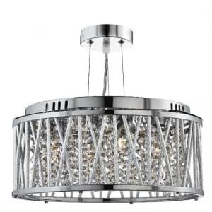 Elise Chrome Three Light Fitting With Crystal Button Drops - UK