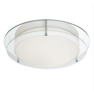 Chrome Ceiling Opal Glass Lamp With Mirror Backplate - UK