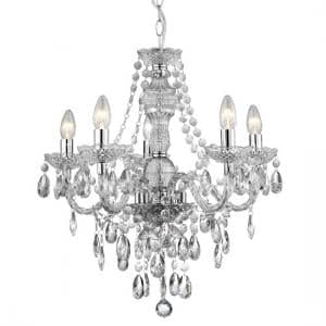 Marie Therese 5 Lamp Clear Finish Chandelier Ceiling Light - UK