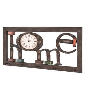 Marisa Wall Mount Coat Rack In Vintage With 5 Hooks And Clock - UK