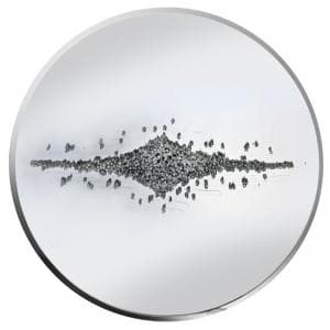Maria Glass Wall Art Round With Silver Glitter Clusters Crystals - UK