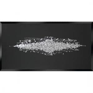 Katie Glass Wall Art Large In Black With Silver Glitter Clusters - UK