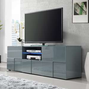 Aspen High Gloss TV Sideboard In Grey With LED Lights - UK